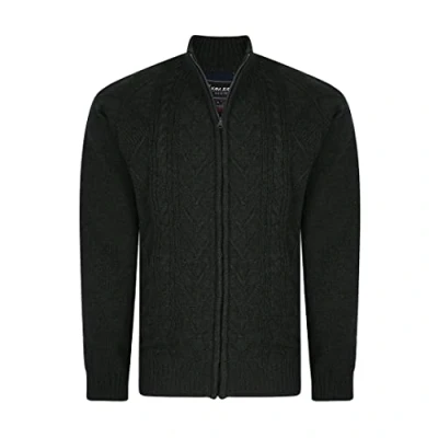 Image of Kam Mens Casual Winter Long Sleeved Cardigan Zip Up Lined Inner Forest Green 77 5XL