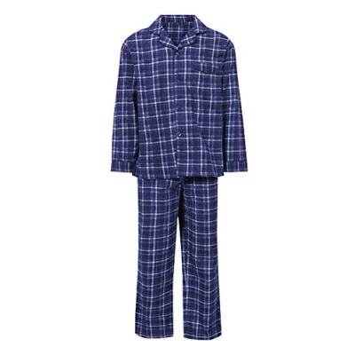 Image of Champion Mens Cambridge Brushed Cotton Check Pyjamas Navy Blue M