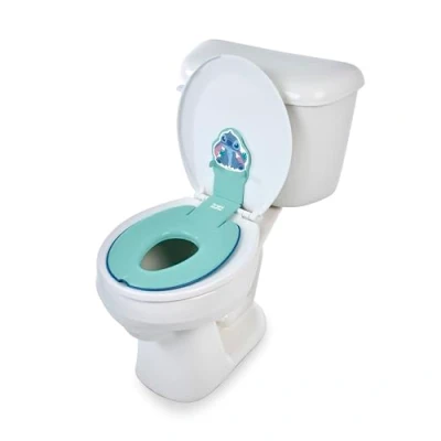Image of Bright Starts Disney Baby Stitch Flip &amp; Sit Potty, Attaches to Toilet Securely, Space Saving Design Fits Most Toilets, Easy Clean