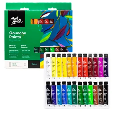 Image of Mont Marte Gouache Set 24 pcs x 12 ml Tubes Ideal for Painting Brilliant, lightfast Colours with Great Opacity