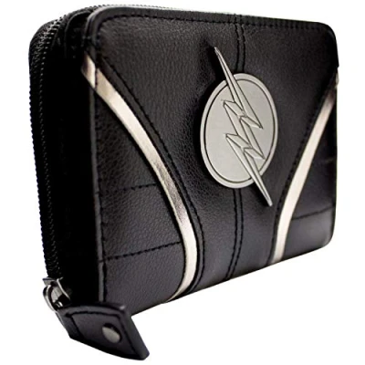Image of DC The Flash Zoom Suit Up Metal Badge Emblem Purse Clutch Coin Pocket &amp; Card Holder, Black