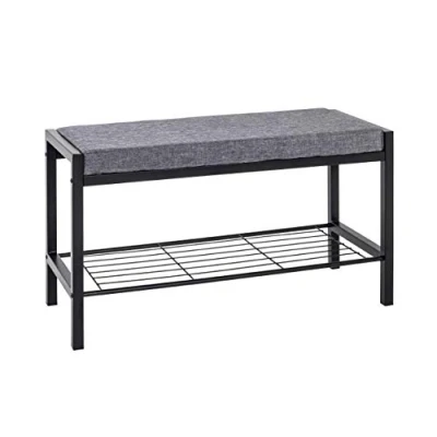 Image of HAKU Mobel Shoe Bench Grey, Black, Metal, Fabric Size: W 80 cm X H 48 D 32 cm, Style: Modern