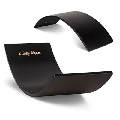 Image of KiddyMoon Wooden Balance Board For Children Swing Montessori Toy Kids Balancing Babies Toys Wobble 80X30cm, Black