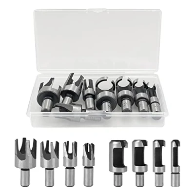Image of 8 Pcs Wood Plug Cutter Set, Cork Drill Bit Knife, Taper Round Claw Type Saw, Tenon Cutter, Carbon Steel Metric Shank Set(6/10/13/16mm)