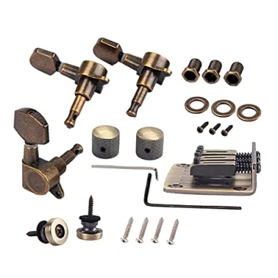 Image of Exquisite Alloy 3 String Saddle Bridge Tailpiece Pack Bronze for Cigar Box Guitar Replacement Parts