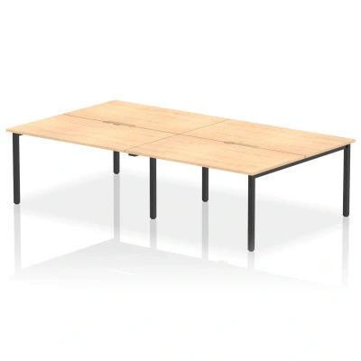 Image of Evolve Plus 1400mm B2B 4 Person Bench Desk Maple Top Black Frame