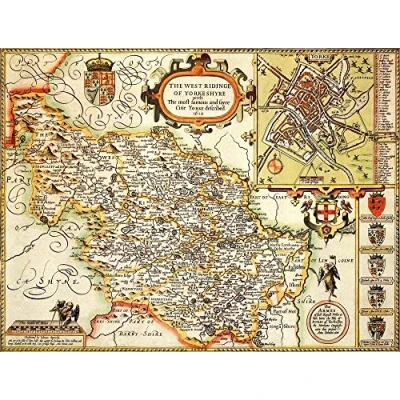 Image of West Yorkshire Historical Map 1000 Piece Jigsaw Puzzle (1610). Free print!