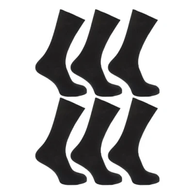Image of 6 PAIRS Mens Big Foot Loose Top NON Elastic 100% Cotton Socks Size 11 14 No (Black)