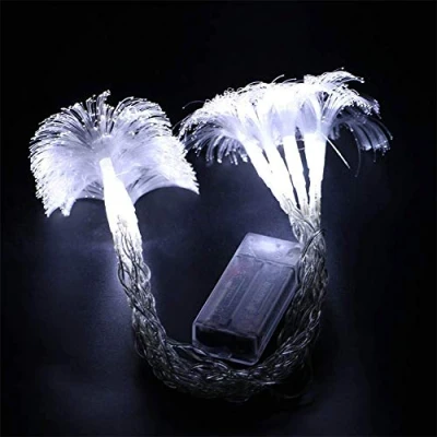 Image of ausuky 2.5M 10 LED Battery String Lights Fibre Optic Flower Fairy Decorative Christmas Wedding Party (White)