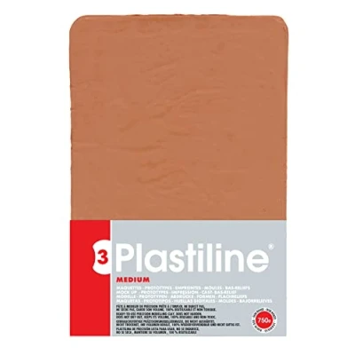 Image of Plastiline 7355T Plate Modeling Dough, High Precision Modeling, Sculpting, Molding Hardness 3 (medium) 750g Red Ocher shade. Made in France