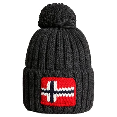 Image of Napapijri Semiury 5 Bobble Hat Dark Grey Melange