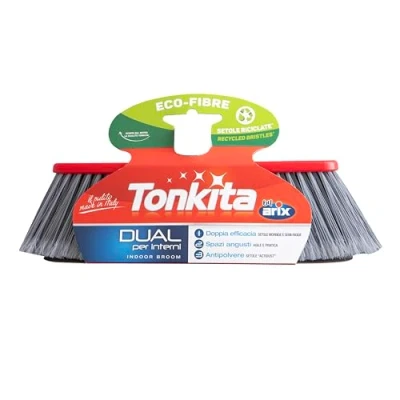 Image of Tonkita Dual Indoor Broom, Double Effectiveness, for Confined Spaces, Dustproof