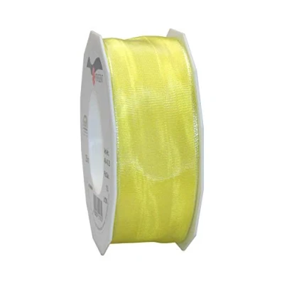 Image of Präsent Lyon Wired Taffeta Ribbon Light Yellow 40 mm Width, 25 m Length