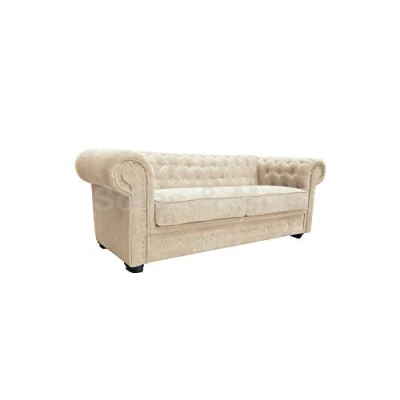 Image of Chesterfield Style Corner Sofa Set 3+2 Seater Armchair Cream Fabric (3 Seater)
