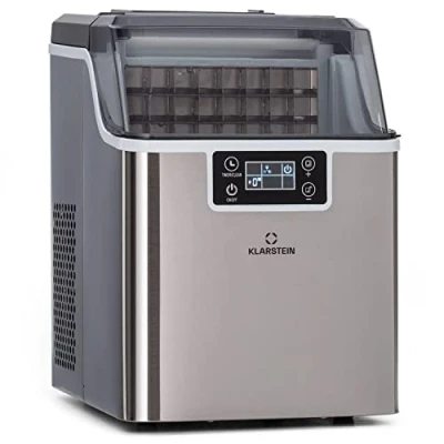 Image of Klarstein Small Ice Maker Machine, Counter Top Machine For Home and Kitchen, 3.2L Capacity, Fast Operation, Makes 20kg of Ice, Large Sized Bullets, Self Cleaning Cube