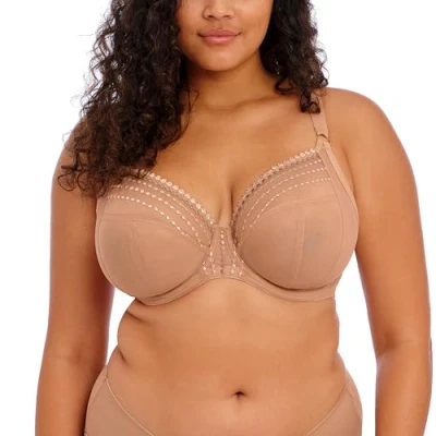 Image of Elomi Womens Matilda Plunge Side Support Bra Beige Polyamide Size 42DD