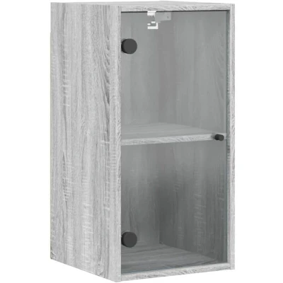 Image of vidaXL Wall Cabinet with Glass Doors Grey Sonoma 35x37x68.5 cm