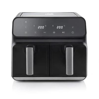 Image of Otek 8L Air Fryer Dual Zone 1700W Extra Large 2 Drawers 4L + Touch Display Low Fat Oil Free Frying Compact Cooker Oven Adjustable Temperature Control Timer OTAF801D Black