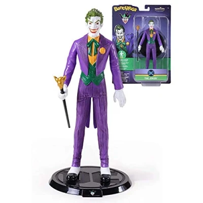 Image of The Noble Collection DC Bendyfigs Joker Officially Licensed 7.5in (19cm) Bendable Collectable Doll Figure With Stand For Kids &amp; Adults Gifts Batman Fans