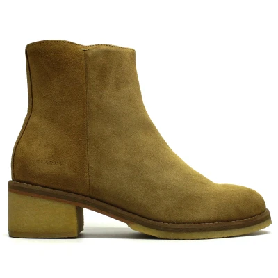 Image of Amara Crepe Suede Leather Women&#039;s Heeled Ankle Boots