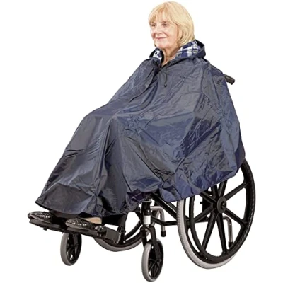 Image of DAYS Wheelchair Poncho, Windproof, Waterproof and Water resistant Hooded Poncho with Lining for Wheelchairs, Mobility Electric Scooters