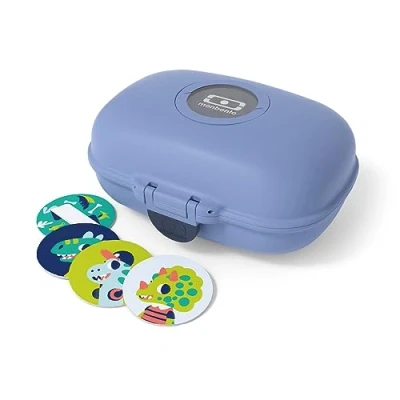 Image of monbento Kids Snack Box MB Gram Infinity for Boys &amp; Girls Ideal Lunches or Snacks at School/Park BPA Free Food Grade Safe Blue