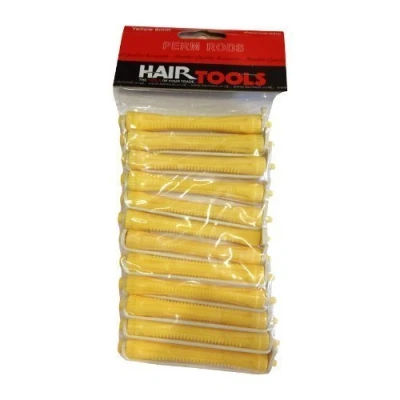 Image of Hair Tools Perm Rods For Curling &amp; Waves. Hairdressing Roller With Rubber Bands. Kit Styling Long Short (Yellow Diameter: 8mm)