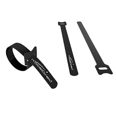 Image of KabelDirekt 16x hook and loop cable ties 20 cm x 1,4 eco friendly ties, individually usable &amp; reusable (for office, home workshop camping black)