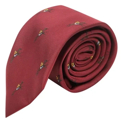 Image of King &amp; Priory Burgundy Red Embroidered Horse and Jockey Tie