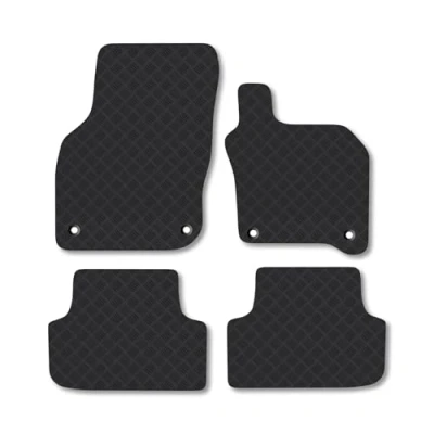Image of Rubber Car Mats Compatible with Audi A3 Hybrid (2020 ) Tailored Fit Floor Set Accessory Black Custom 4 Pieces Clips Anti Slip Backing, Heavy Duty &amp; Waterproof
