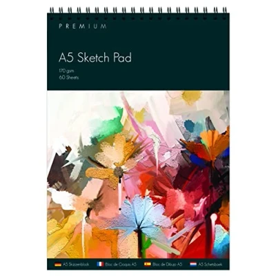 Image of Artists Sketch Pad Spiral Bound Artist Drawing Paper Durable Acid Free Sketchbook for Adults &amp; Teens Natural White Sketching Writing Painting Art Supplies 170gsm Cartridge Size A5