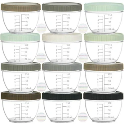 Image of Youngever 18 Pack 180ML Baby Food Storage, Re usable Containers with Lids and Labels, 9 Urban Colors