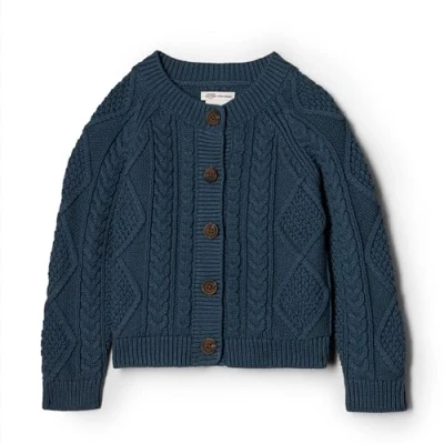 Image of Amazon Essentials x Sofia Grainge Unisex Babies&#039; Fisherman Cardigan Sweater, Dark Navy, 24 Months