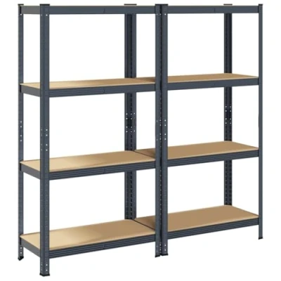 Image of vidaXL 4 layer adjustable storage shelves steel &amp; engineered wood, anthracite finish, 80x40x156 cm, heavy duty garage/warehouse racks