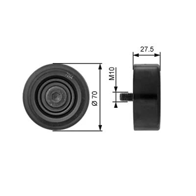 Image of 2528727000, 2528727001, 2528727400 Idler Pulley GATES FleetRunner Micro V Kit T36206 HYUNDAI: Tucson, SANTA FE 2, KIA: Sportage II