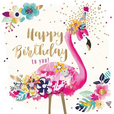 Image of Happy Birthday to You Flamingo Handmade Embellished Greeting Card by Talking Pictures Cards