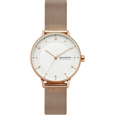 Image of Skagen Watch for Women Riis, Three Hand Movement, 36 mm Rose Gold Stainless Steel Case with a Mesh Strap, SKW2918