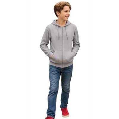 Image of True Face Kids Zipper Hoodie Top Youth Long Sleeve Casual Hoody Girls Boys Unisex Zip Up Sweatshirt (Heather Grey Same Cord,13 Years)
