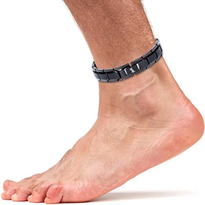 Image of Smarter LifeStyle Elegant Titanium Magnetic Anklet (Large Bracelet/Anklet (26cm): Black)