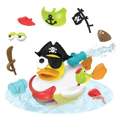 Image of Yookidoo Jet Duck Pirate Bath Toy with Powered Water Shooter Sensory Development &amp; Time Fun for Kids Battery Operated 15 Pieces Ages 2+
