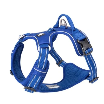 Image of Dog Harness No Pull Adjustable Reflective Step in Soft Nylon For Small Large Pet TLH56512(M, Royal Blue)