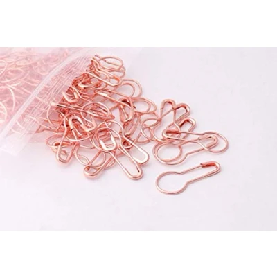 Image of First Steps 50 x Calabash Small Pear Shape Safety Pins Tiny 21mm 2cm Stitch Marker (Rose Gold)