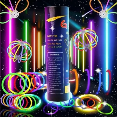 Image of SALARA 100Pcs Glowsticks Bulk Party Favours 8&quot; Glow In The Dark Supplies, Light Sticks for Neon Necklaces And Bracelets Adults Kids (100 with 106 Connectors)
