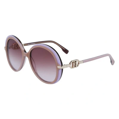 Image of Karl Lagerfeld KL6084S Unisex Sunglasses, Acetate, 238 Beige Lilac, Gradient Lens, UV Protection Coating, Size 55, Includes Protective Case