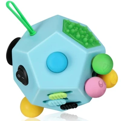 Image of VCOSTORE Fidget Cube with 12 Sides Original Figet Adult Infinity Toy Anti Stress For all Ages ADHD, ADD, ASD, ADHD