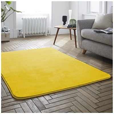 Image of GC GAVENO CAVAILIA Velvet Rugs Living Room, Soft &amp; Fluffy Carpet Mat, Washable Rug For Bedroom, Ochre