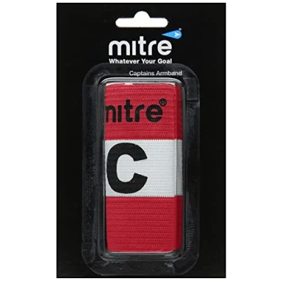 Image of Mitre Men&#039;s Captain Arm Band, Red (Scarlet/White), Large
