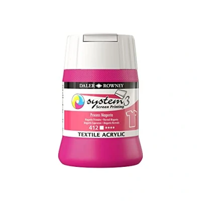 Image of Daler Rowney System3 Textile Acrylic Screen Printing Ink, Plastic Pot, 8.45oz 250 ml, Process Magenta