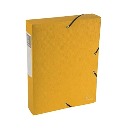Image of Exacompta Ref. 50910E 1 filing box with Scotten rubber bands embossed glossy card 600g/m2 spine 6 cm dimensions 25 x 33 for A4 documents random color delivered assembled
