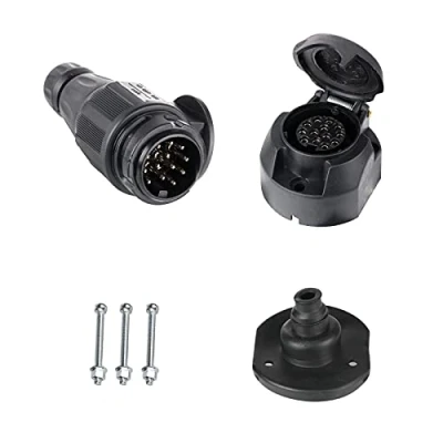 Image of BEIJISTAR 13 Pin Trailer Plug &amp; Socket with Rubber Gasket, 12V Waterproof Connector, for Truck RV Cars Boat Caravan Accessories Adapter